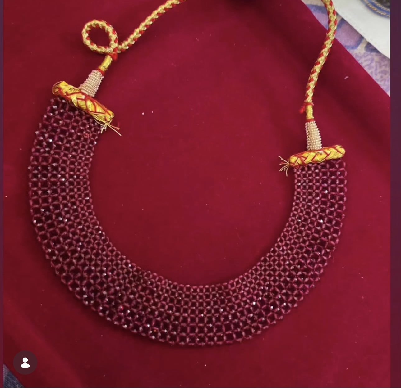 Crystal Beads Necklace — gold Jewellery, front view